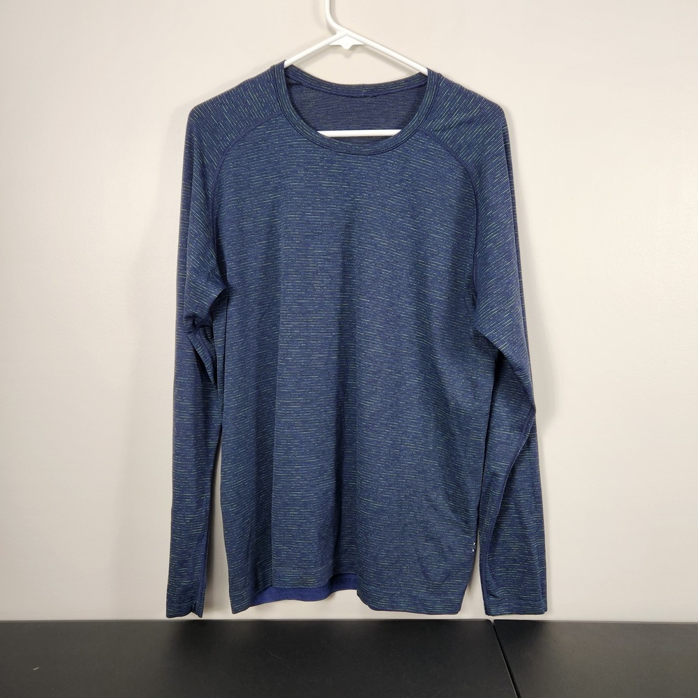 Lululemon Metal Vent Tech Long Sleeve Shirt Mens Blue Green Size L Workout